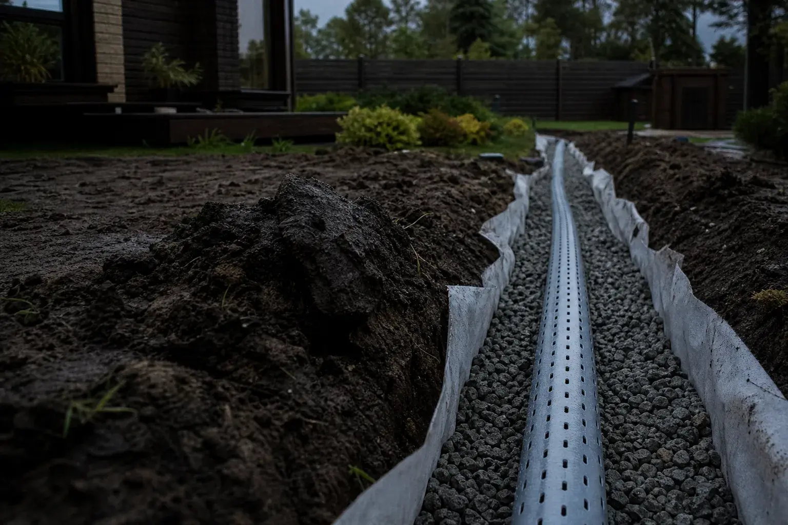 Verlegte Drainage im Gartenbereich in Kerken