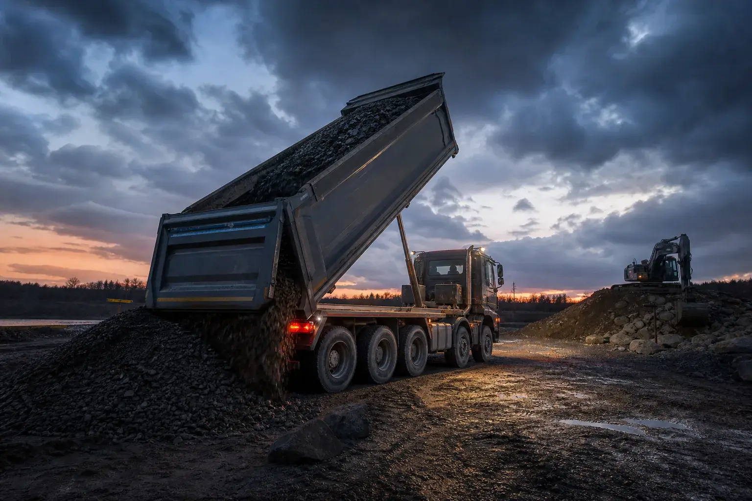 LKW mit Erde auf der Baustelle